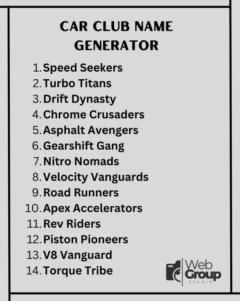 Car Club Name Generator