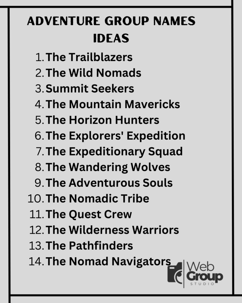 Adventure Group Names Ideas